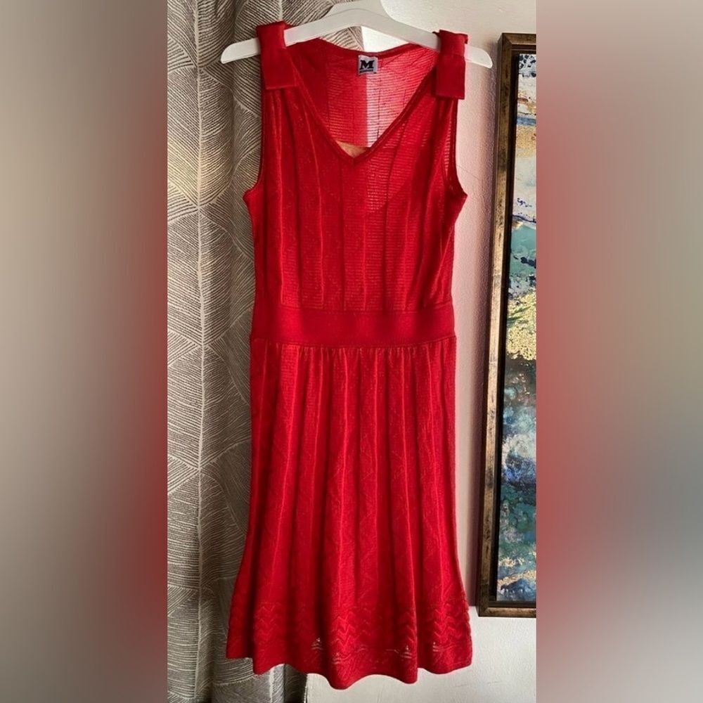 M Missoni Womens Size 42 US 6 Sleeveless Sheath Knit Dress V Neck Red